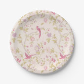 Assiettes En Carton Soft Rose Oriental Birds Design Party (Devant)