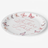 Assiettes En Carton Soft rose papillon fête d'anniversaire (Angle)