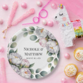 Assiettes En Carton Soft White Peony with Eucalyptus Leaves Wedding (Fête)