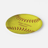 Assiettes En Carton softball jaune vif thème filles sport fête (Angle)