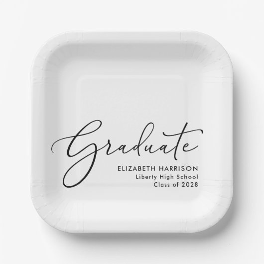 Assiettes En Carton Soignée de graduation de script élégant (Recto)