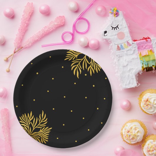 Assiettes En Carton Soignée fête de mariage Gold Anniversaire (Fête)