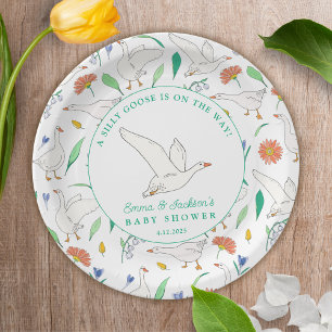 Assiettes En Carton Soignée Goose Baby shower Party