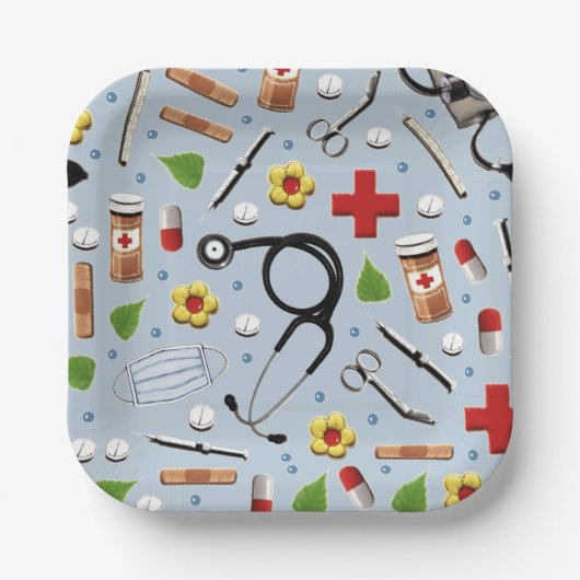 Assiettes En Carton Soins de santé fête (Recto)