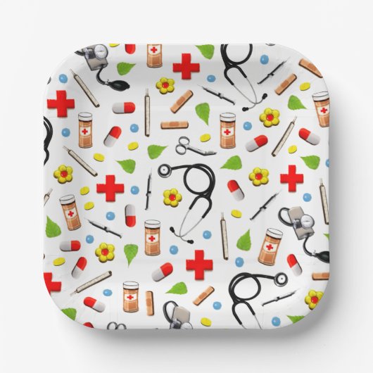 Assiettes En Carton Soins infirmiers (Recto)