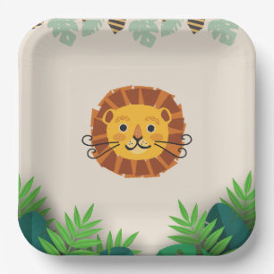 Assiettes En Carton soirée à thème enfant lion jungle