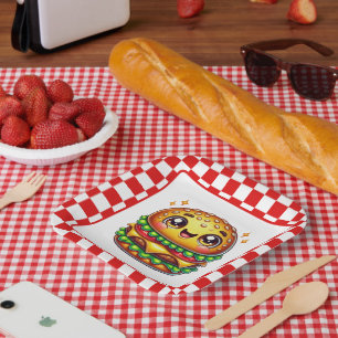 Assiettes En Carton Soirée amoureuse du Cute Hamburger