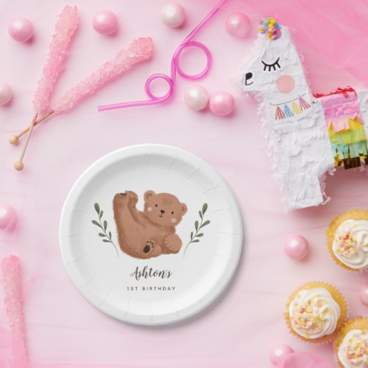 Assiettes En Carton Soirée Anniversaire de enfant de l'ours rustique (Fête)