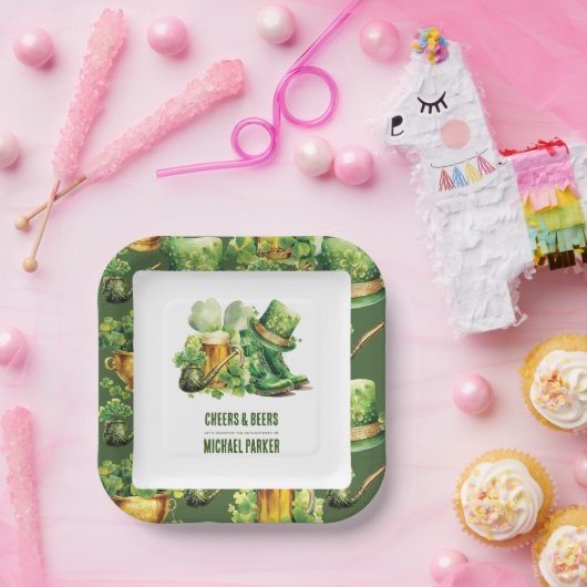 Assiettes En Carton Soirée Bières Anniversaire St Patrick's Day Custom (Fête)