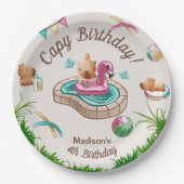 Assiettes En Carton Soirée Cute Capybara Pool (Devant)