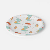 Assiettes En Carton Soirée d'anniversaire de Cute Dinosaur (Angle)