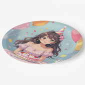Assiettes En Carton Soirée d'anniversaire de la mignonne Anime (Angle)