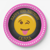 Assiettes En Carton Soirée d'anniversaire de la mignonne Emoji (Devant)