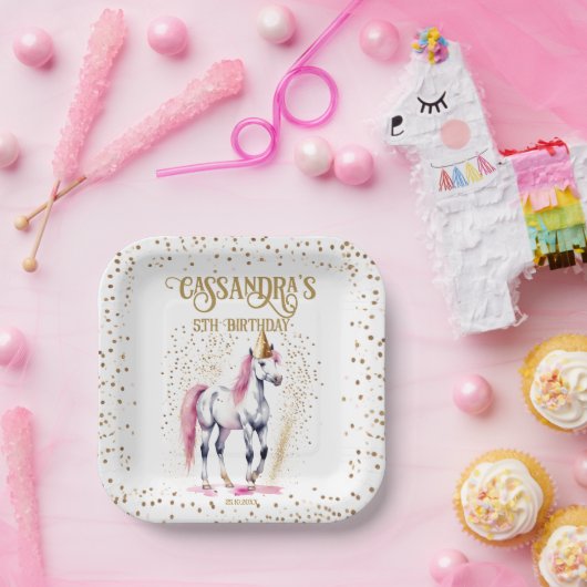 Assiettes En Carton Soirée d'anniversaire de Pony blanc cheval vaissel (Fête)