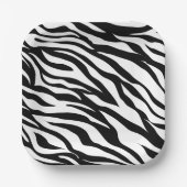 Assiettes En Carton Soirée d'anniversaire en safari imprimé noir blanc (Recto)