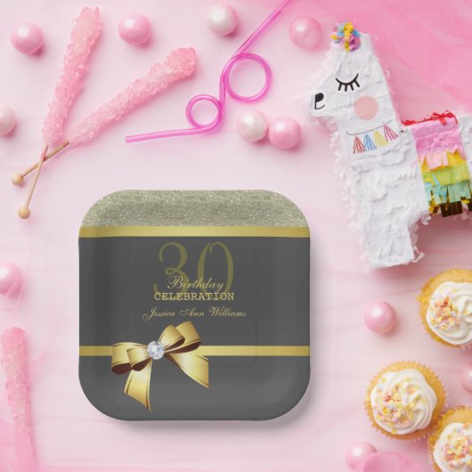 Assiettes En Carton Soirée d'Anniversaire Gold & Black (Fête)