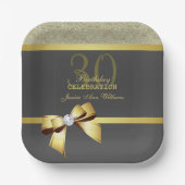 Assiettes En Carton Soirée d'Anniversaire Gold & Black (Recto)