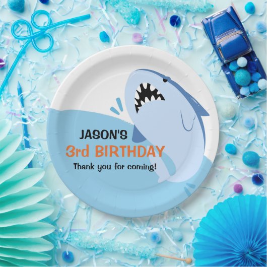 Assiettes En Carton Soirée d'anniversaire personnalisée pour le requin (Fête)
