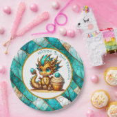 Assiettes En Carton Soirée d'anniversaire pour garçon Turquoise d'or p (Fête)