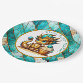 Assiettes En Carton Soirée d'anniversaire pour garçon Turquoise d'or p (Angle)