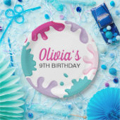 Assiettes En Carton Soirée d'anniversaire rose Slime (Fête)