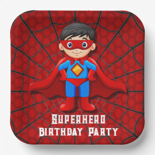 Assiettes En Carton Soirée d'anniversaire SuperHero Boy
