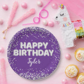 Assiettes En Carton Soirée d'anniversaire violet (Fête)