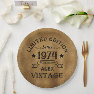 Assiettes En Carton Soirée de 50 ans vintage personnalisée