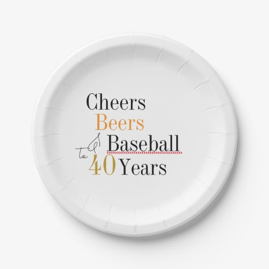 Assiettes En Carton Soirée de baseball de 40e anniversaire (Devant)
