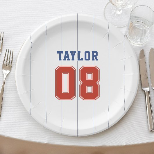 Assiettes En Carton Soirée de baseball Sport Pinstripe Anniversaire