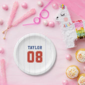 Assiettes En Carton Soirée de baseball Sport Pinstripe Anniversaire (Fête)