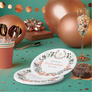 Assiettes En Carton Soirée de confirmation stylish Floral Wreath