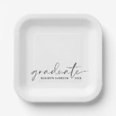 Assiettes En Carton Soirée de graduation de script chic (Recto)