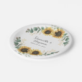 Assiettes En Carton Soirée de mariage de Sunflower Eucalyptus (Angle)