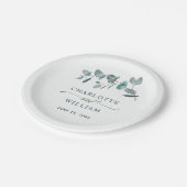 Assiettes En Carton Soirée de mariage florale Eucalyptus simple (Angle)