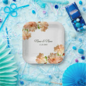 Assiettes En Carton Soirée de mariage Rose Floral Silver Parties scint (Fête)