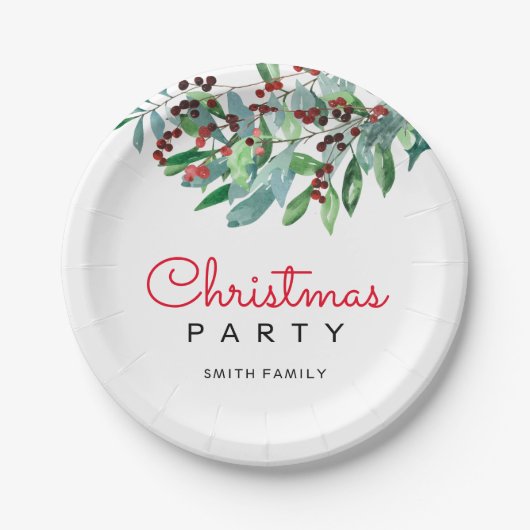 Assiettes En Carton Soirée de Noël dans un cadre verdoyant (Devant)