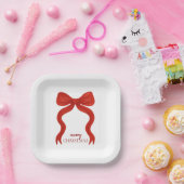 Assiettes En Carton Soirée de Noël Elegant Bow Rouge - (Fête)