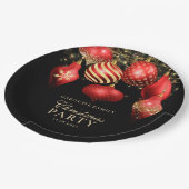 Assiettes En Carton Soirée de Noël élégante en or rouge (Angle)