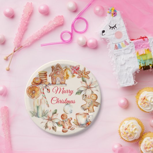 Assiettes En Carton Soirée de Noël en pain d'épices (Fête)