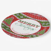 Assiettes En Carton Soirée de Noël moche | Rouge et vert (Angle)