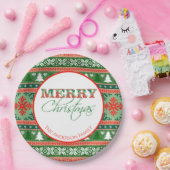 Assiettes En Carton Soirée de Noël moche | Rouge et vert (Fête)