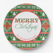 Assiettes En Carton Soirée de Noël moche | Rouge et vert (Devant)