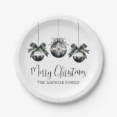 Assiettes En Carton Soirée de Noël noir blanc (Devant)