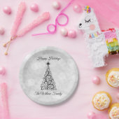 Assiettes En Carton Soirée de Noël noir blanc moderne (Fête)