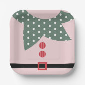 Assiettes En Carton Soirée de Noël Rose Elf Suit (Recto)