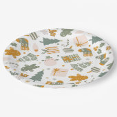 Assiettes En Carton Soirée de Noël Vert Et Or (Angle)