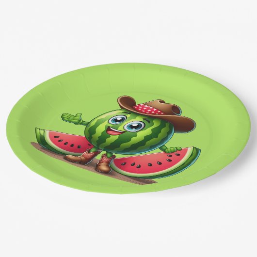 Assiettes En Carton Soirée de pastèque de l'Ouest (Angle)