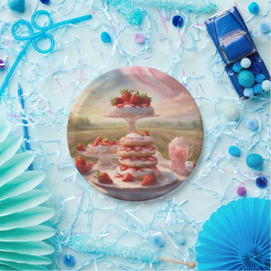 Assiettes En Carton Soirée de pique-nique à la fraise décadente (Fête)