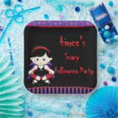 Assiettes En Carton Soirée d'Halloween de fille Vampire (Fête)